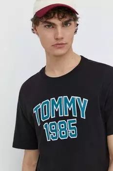 Хлопковая футболка Tommy Jeans, черный