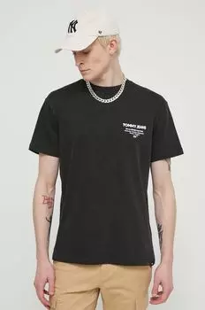 Хлопковая футболка Tommy Jeans, черный