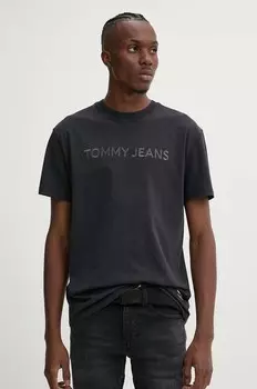 Хлопковая футболка Tommy Jeans, черный