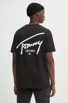 Хлопковая футболка Tommy Jeans, черный