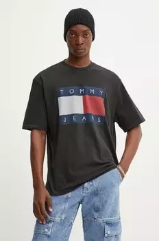 Хлопковая футболка Tommy Jeans, черный