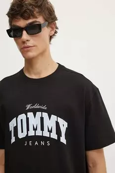 Хлопковая футболка Tommy Jeans, черный