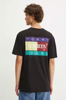 Хлопковая футболка Tommy Jeans, черный