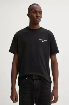 Хлопковая футболка Tommy Jeans, черный