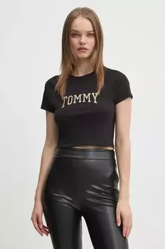 Хлопковая футболка Tommy Jeans, черный