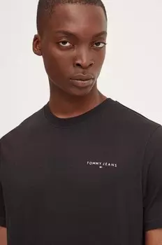 Хлопковая футболка Tommy Jeans, черный