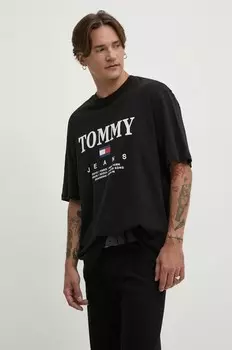 Хлопковая футболка Tommy Jeans, черный