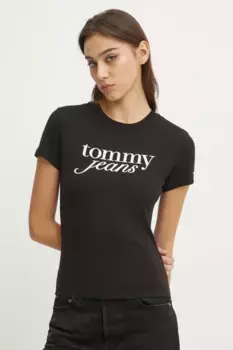 Хлопковая футболка Tommy Jeans, черный