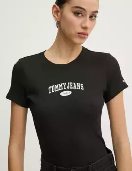Хлопковая футболка Tommy Jeans, черный