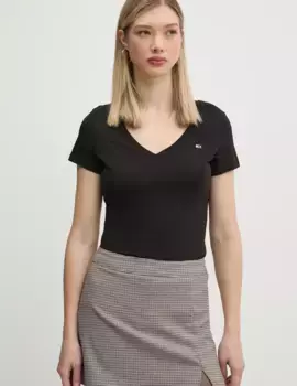 Хлопковая футболка Tommy Jeans, черный