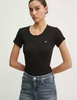Хлопковая футболка Tommy Jeans, черный