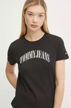 Хлопковая футболка Tommy Jeans, черный