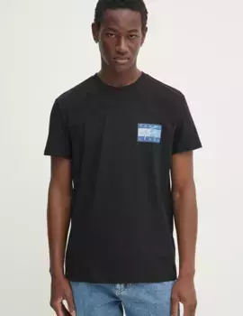 Хлопковая футболка Tommy Jeans, черный