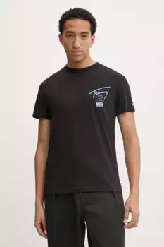 Хлопковая футболка Tommy Jeans, черный