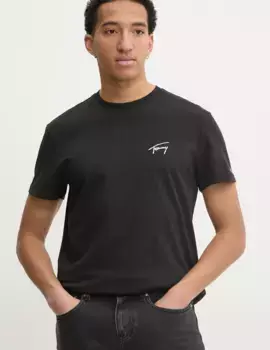 Хлопковая футболка Tommy Jeans, черный