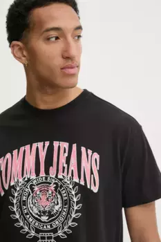 Хлопковая футболка Tommy Jeans, черный