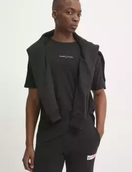 Хлопковая футболка Tommy Jeans, черный