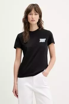 Хлопковая футболка Tommy Jeans, черный