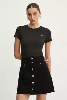 Хлопковая футболка Tommy Jeans, черный