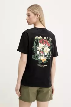 Хлопковая футболка Tommy Jeans, черный