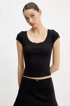 Хлопковая футболка Tommy Jeans, черный