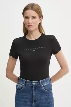 Хлопковая футболка Tommy Jeans, черный