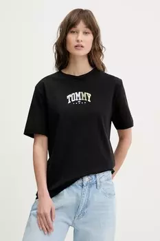 Хлопковая футболка Tommy Jeans, черный
