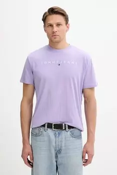 Хлопковая футболка Tommy Jeans, фиолетовый