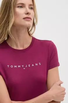 Хлопковая футболка Tommy Jeans, фиолетовый