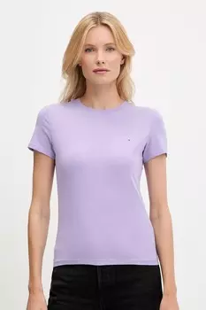 Хлопковая футболка Tommy Jeans, фиолетовый