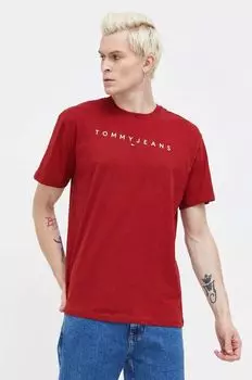 Хлопковая футболка Tommy Jeans, гранат