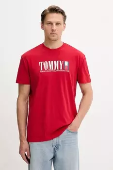 Хлопковая футболка Tommy Jeans, красный