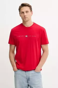 Хлопковая футболка Tommy Jeans, красный