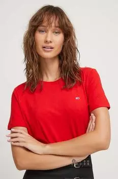 Хлопковая футболка Tommy Jeans, красный