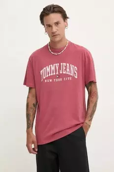 Хлопковая футболка Tommy Jeans, красный