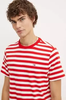 Хлопковая футболка Tommy Jeans, красный