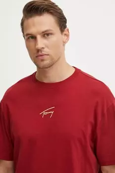 Хлопковая футболка Tommy Jeans, красный