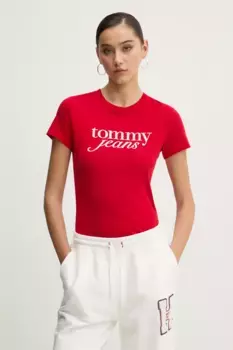 Хлопковая футболка Tommy Jeans, красный