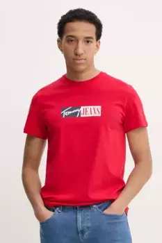 Хлопковая футболка Tommy Jeans, красный