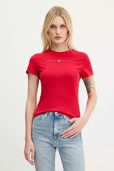 Хлопковая футболка Tommy Jeans, красный