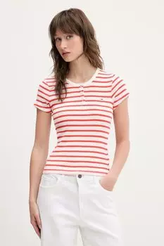 Хлопковая футболка Tommy Jeans, красный