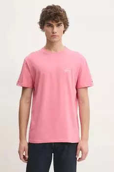 Хлопковая футболка Tommy Jeans, розовый