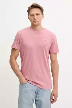 Хлопковая футболка Tommy Jeans, розовый