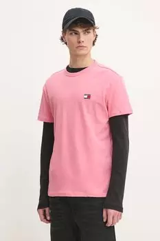 Хлопковая футболка Tommy Jeans, розовый