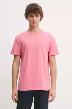 Хлопковая футболка Tommy Jeans, розовый