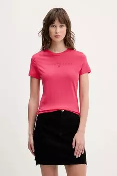 Хлопковая футболка Tommy Jeans, розовый