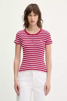 Хлопковая футболка Tommy Jeans, розовый