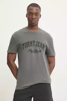 Хлопковая футболка Tommy Jeans, серый