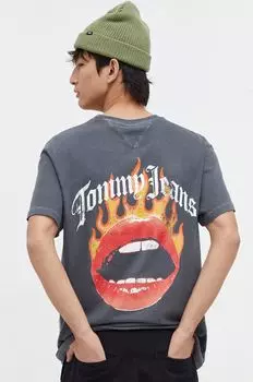 Хлопковая футболка Tommy Jeans, серый