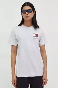 Хлопковая футболка Tommy Jeans, серый